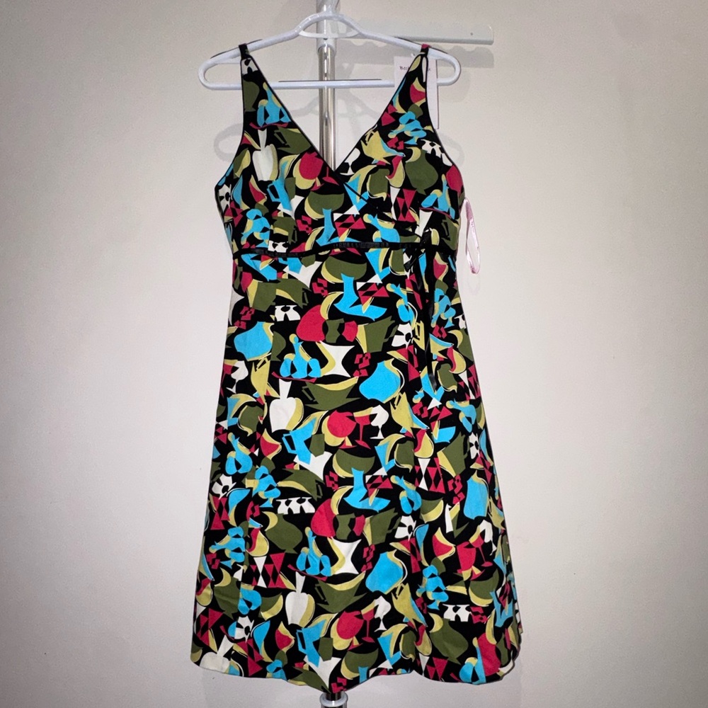 Multicolor V-Neck Mini Dress with Adjustable Straps